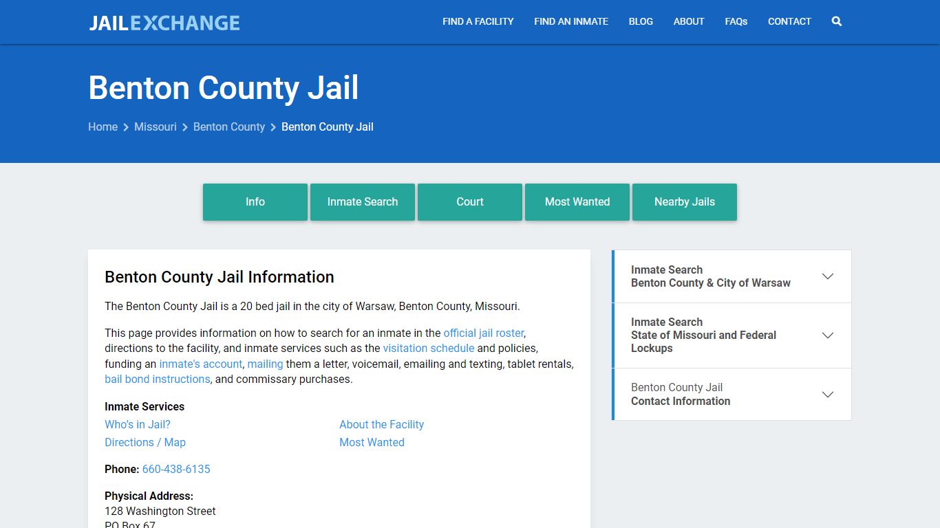 Benton County Jail, MO Inmate Search, Information